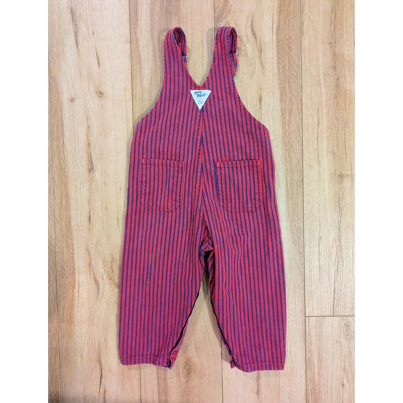 Vintage Classic Railroad Striped OshKosh Red and Blue Overalls - Picture 2 of 5